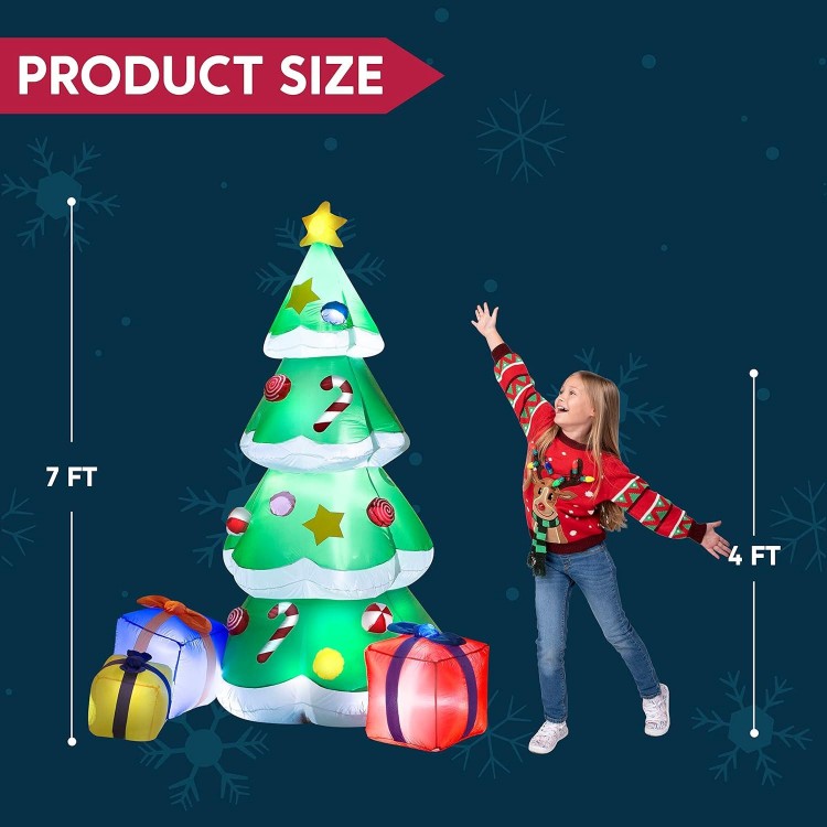 Joiedomi 7 FT Giant Christmas Inflatable Tree with 3 Gift Boxes