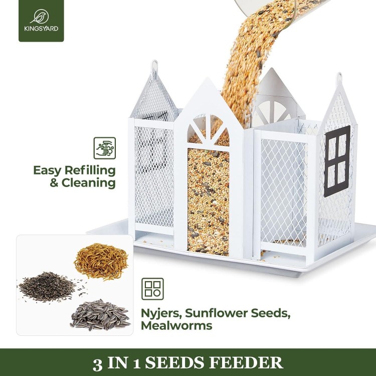 Kingsyard Bird Feeder House for Outside, Large Capacity, Weatherproof and Durable