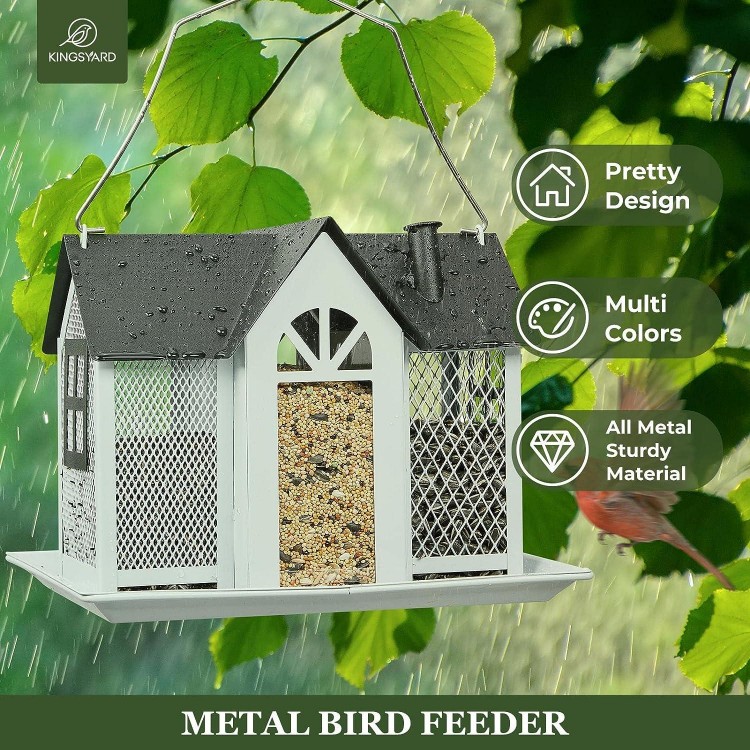 Kingsyard Bird Feeder House for Outside, Large Capacity, Weatherproof and Durable