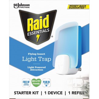 Raid Essentials Flying Insect Light Trap Kit, Featuring Light Powered Attraction