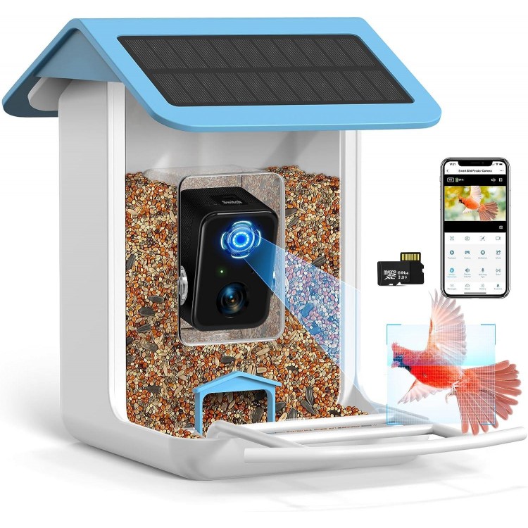 BROAIMX Smart Bird Feeder Camera, 1080P HD Camera Auto Capture Bird Videos & Solar Panel