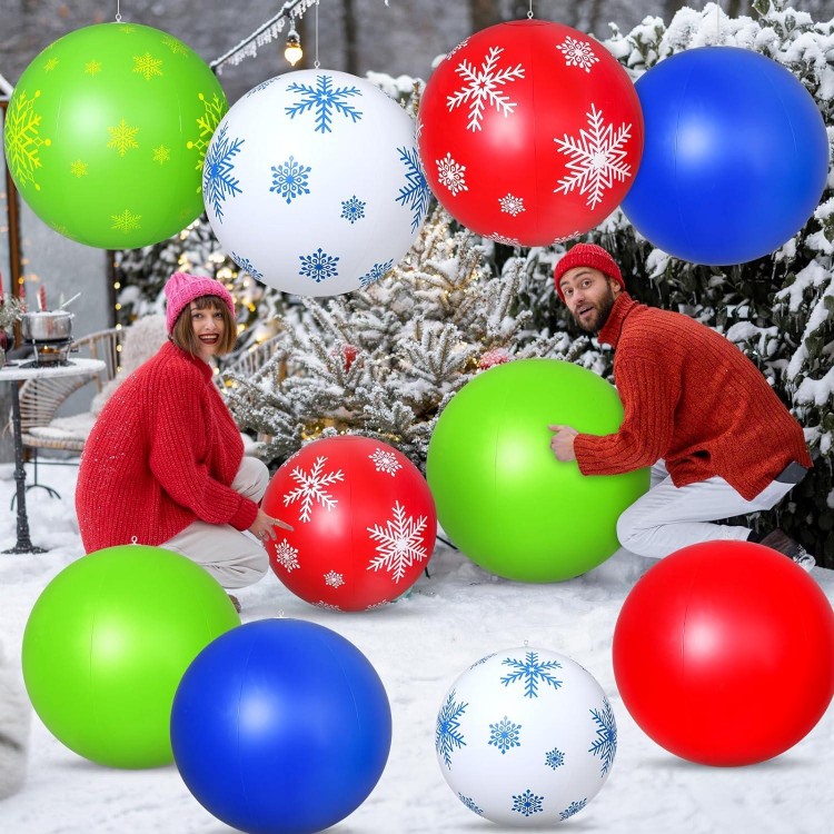 jetec 12 pcs giant inflatable christmas ball inflatable christmas ornaments
