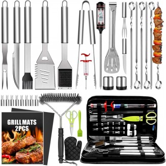 34Pcs BBQ Grill Accessories Tools Set, 16 Inches Stainless Steel Grilling Tools
