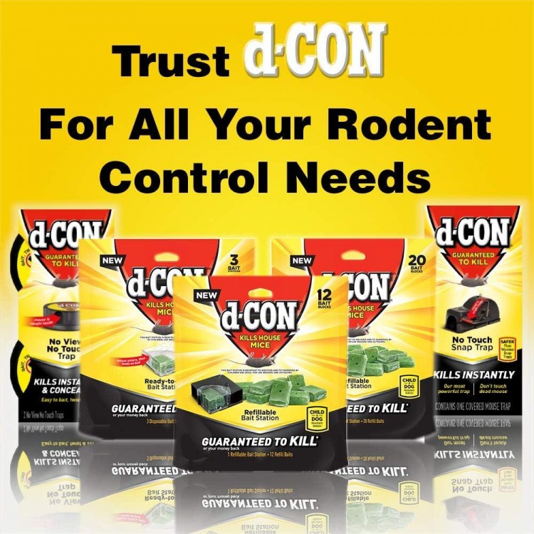 d-CON Refillable Corner Fit Mouse Bait Station, 1 Trap + 18 Bait Refills