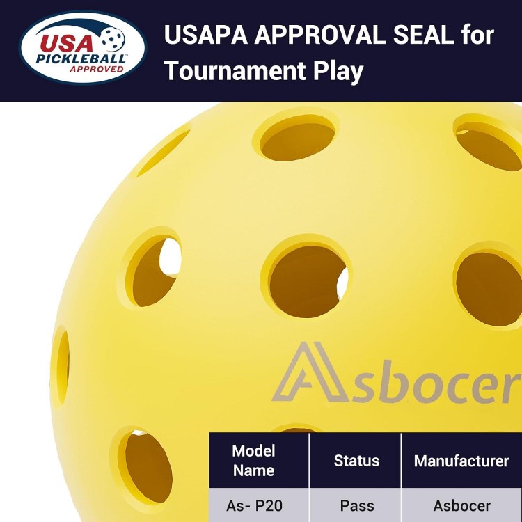 Asbocer Pickleball Balls,High Elasticity & Durable Yellow Pickle Balls