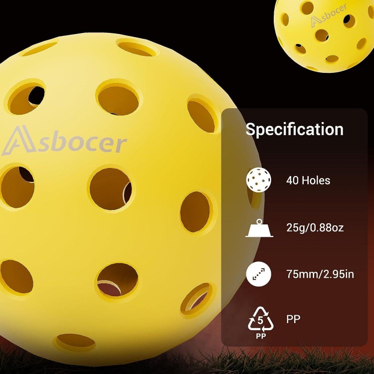 Asbocer Pickleball Balls,High Elasticity & Durable Yellow Pickle Balls