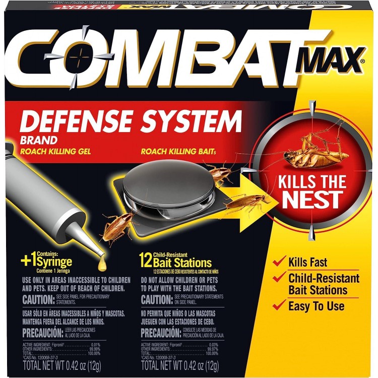 Combat Max Defense System Brand, Small Roach Killing Bait and Gel