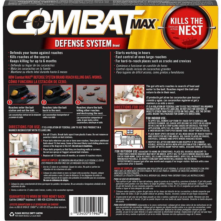 Combat Max Defense System Brand, Small Roach Killing Bait and Gel