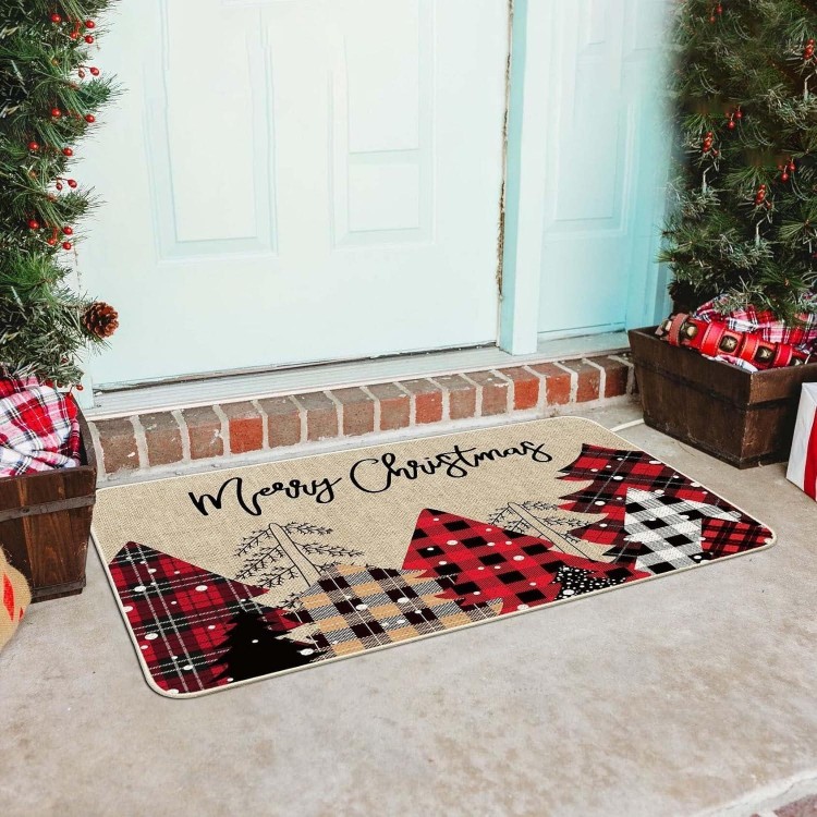 Baccessor Merry Christmas Doormat, Seasonal Holiday Decortion