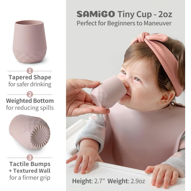 SAMiGO Silicone Baby Cups for 6-12 Months Infants - Tiny Open Cups