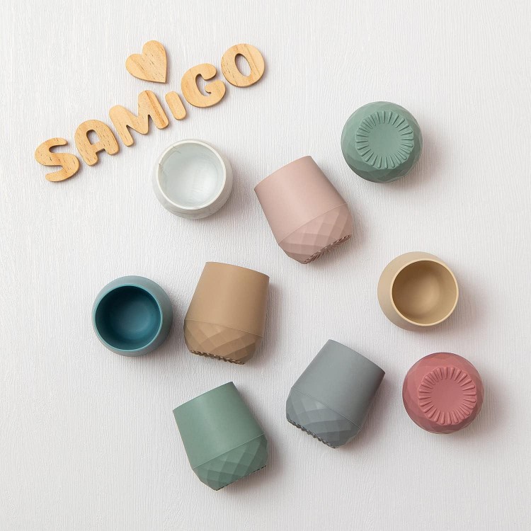 SAMiGO Silicone Baby Cups for 6-12 Months Infants - Tiny Open Cups