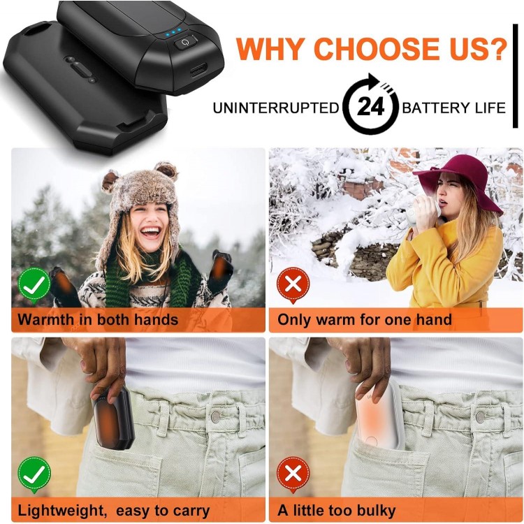 2 Pack Hand Warmers Rechargeable, Electric Hand Warmer Reusable