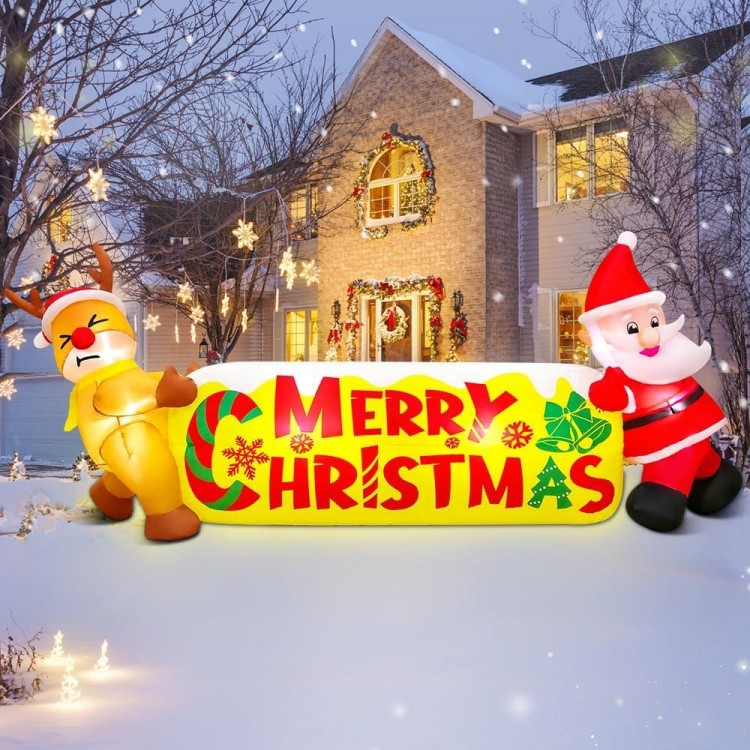 KOOY 10FT Christmas Inflatable Outdoor Decorations, Merry Christmas Banner