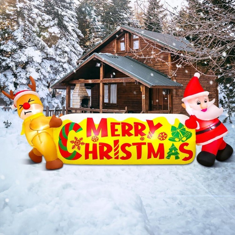 KOOY 10FT Christmas Inflatable Outdoor Decorations, Merry Christmas Banner