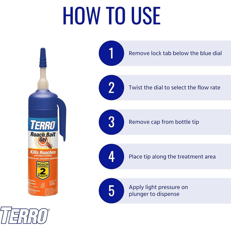 TERRO T502 Ready-to-Use Indoor Roach Bait Roach Gel Killer 