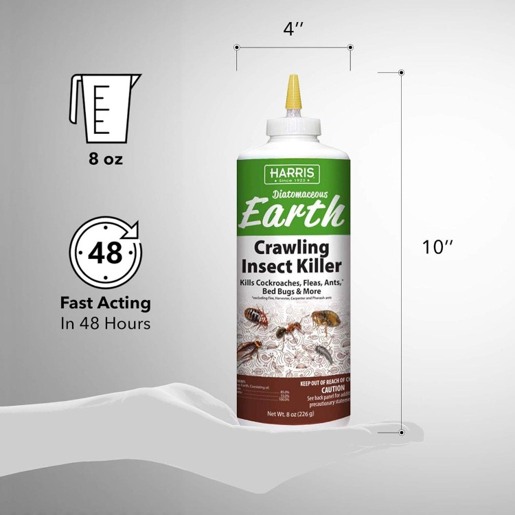 Harris Diatomaceous Earth Crawling Insect Killer, for Roaches, Fleas, Ants, Bed Bugs, and More