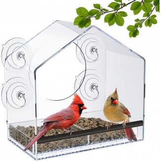 Jarkyfine Clear Window Bird Feeder for Outside for Viewing with Strong Suction Cups
