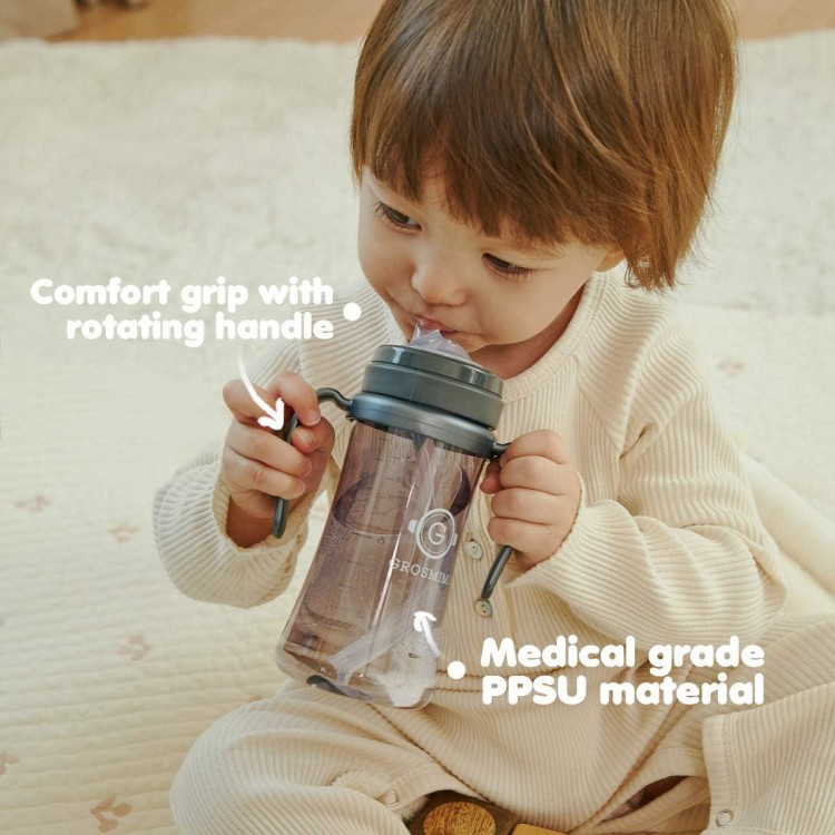 GROSMIMI Spill Proof no Spill Magic Sippy Cup with Straw with Handle