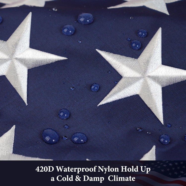 Heavy Duty American Flag with Embroidered Stars, Thicken Nylon