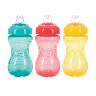 Nuby 3-Pack No-Spill Soft Spout Easy Grip Cup, 10oz, 3 PK