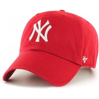 '47 MLB New York Yankees Brand Red Basic Logo Clean Up Cap Adjustable Hat