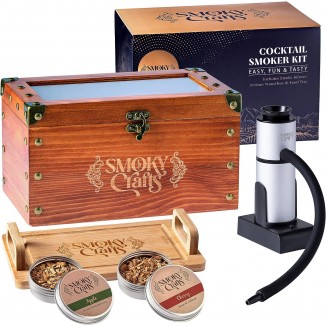 Smoky Crafts Cocktail Smoker Kit - Whiskey Smoker Kit with Smoking Gun, Cocktail Smoker Box