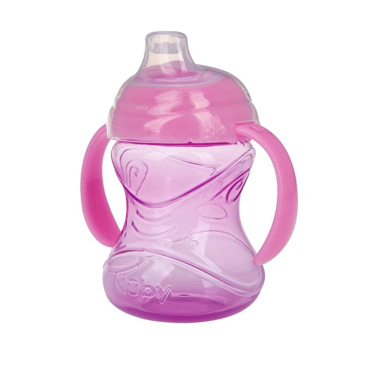 Nuby 3 Piece No-Spill Grip N’ Sip Cup with Silicone Soft Flex Spout