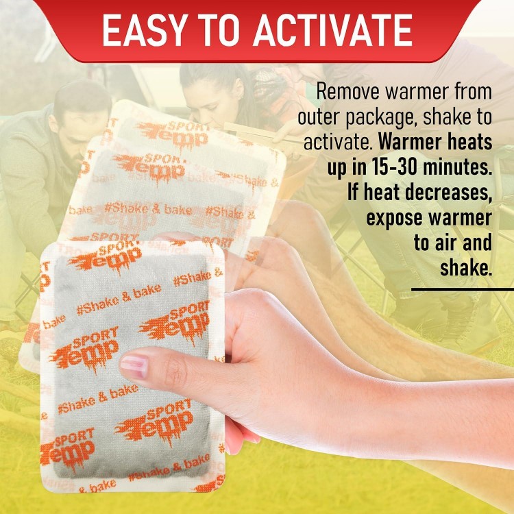 Large Hand & Body Warmers - Up to 18 Hours of Heat, Super Long Lasting - Easy, All Natural - Air Activated, for Body, Hands & Toes - Odorless Hot Hand Warmer - Sport Temp