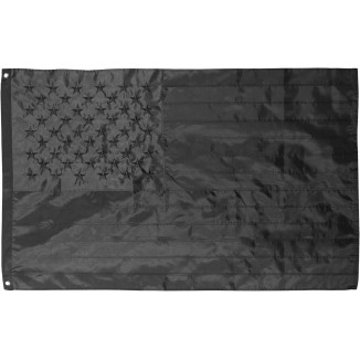All Black American Flag with Embroidered Stars Sewn Stripes and Brass Grommets