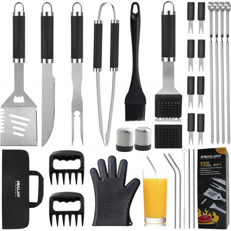 grilljoy 30PCS BBQ Grill Tools Set with Meat Claws