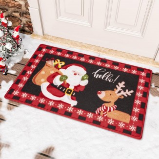 tchdio Christmas Door-Mat Outdoor Non-Slip Low-Profile Christmas Welcome Mat