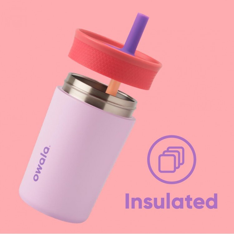 Kids Insulation Stainless Steel Tumbler with Resistant Flexible Straw