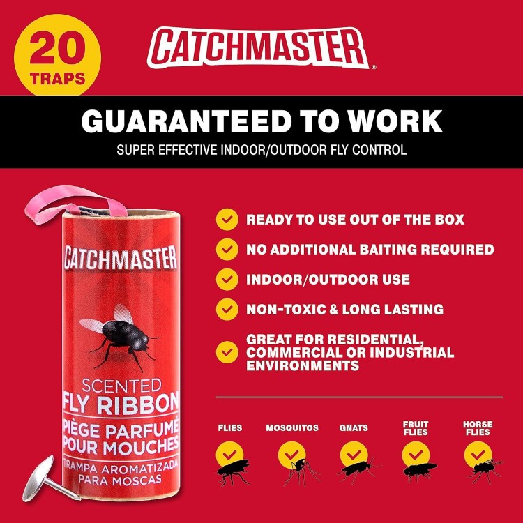 Catchmaster Fly Ribbon, Bug & Fly Traps for Indoors and Outdoors