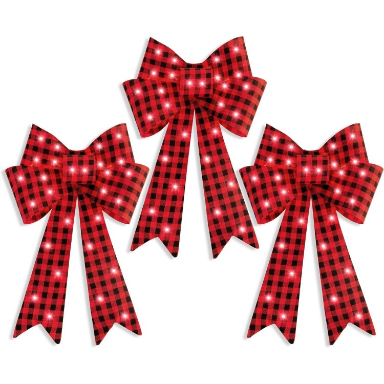 Best Choice Products Set of 3 Bows Pre-Lit Christmas Bow Decoration
