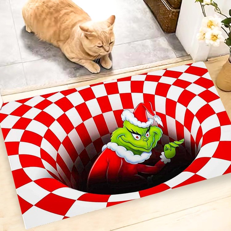 Christmas Doormat, 3D Visual Illusion Fluffy Carpet