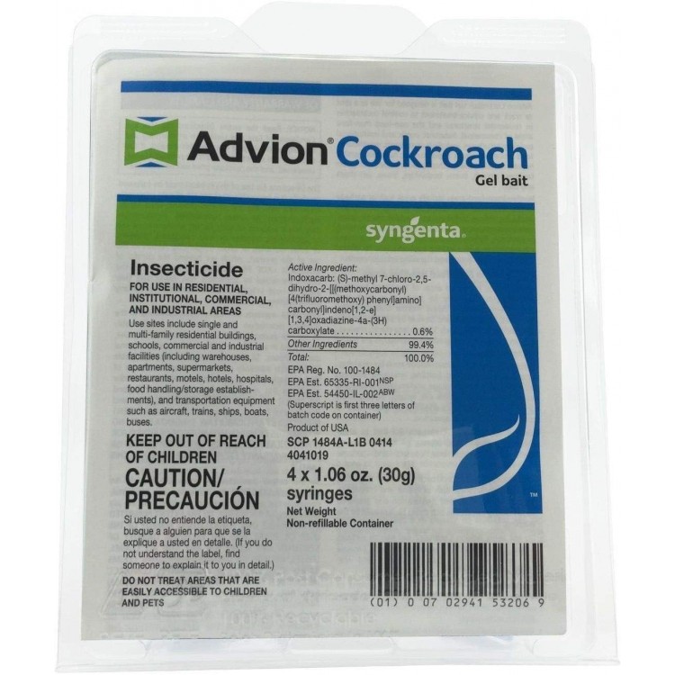 Syngenta 383920 Advion Cockroach Gel Bait 4 X 30 Gram Tubes Roach Control