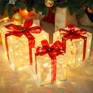 Large Christmas Lighted Present Boxes Decorations