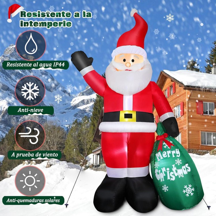 Christmas Inflatable Santa Claus with Gift Bag, Built-in LED Lights