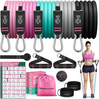 RENRANRING Resistance Bands for Working Out, 150LBS Exercise Bands