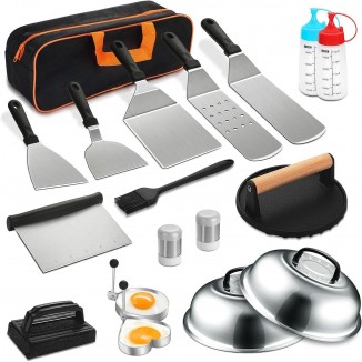 19PCS Griddle Accessories Kit, Stainless Steel Flat Top Grill Accessories Set