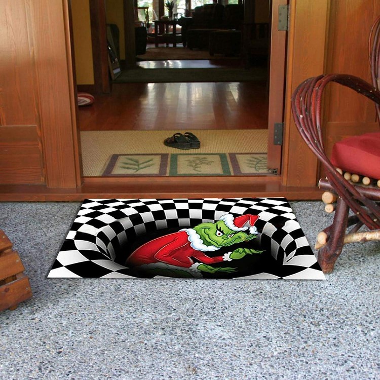 casapre Illusion Doormat,Christmas Non-Slip Visual Door Mat