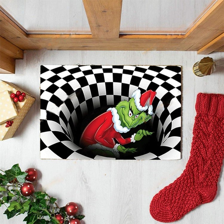 casapre Illusion Doormat,Christmas Non-Slip Visual Door Mat