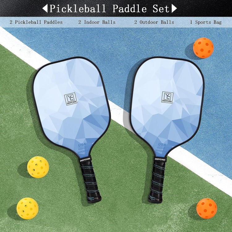 Pickleball Paddles Set of 2,Carbon Fiber Surface,Anti-Slip Sweat-Absorbing Grip