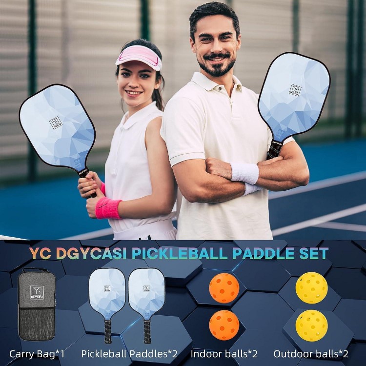 Pickleball Paddles Set of 2,Carbon Fiber Surface,Anti-Slip Sweat-Absorbing Grip