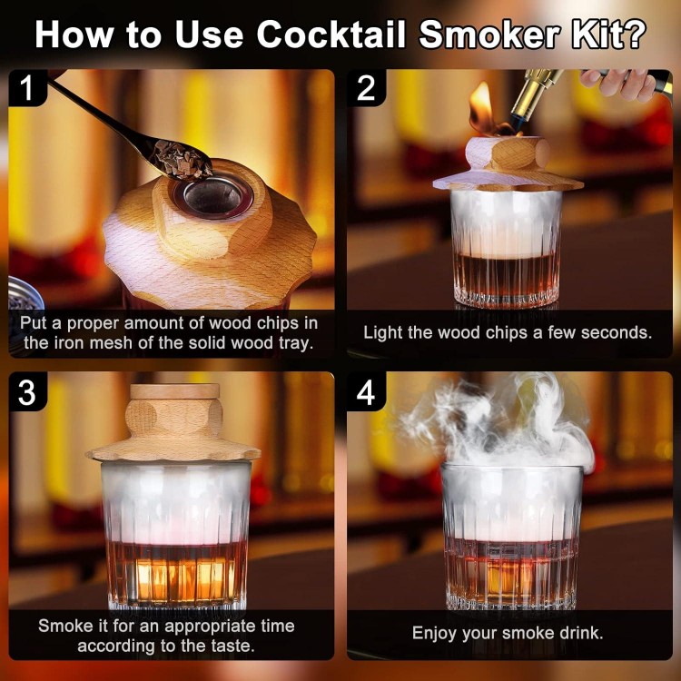 OGERY Cocktail Smoker Kit with Torch, Whiskey Smoker Kit