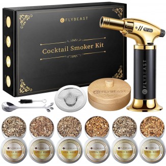 Cocktail Smoker Kit with Torch,6 Flavors of Wood Chips for Whiskey Bourbon Infuse Smoked Drink
