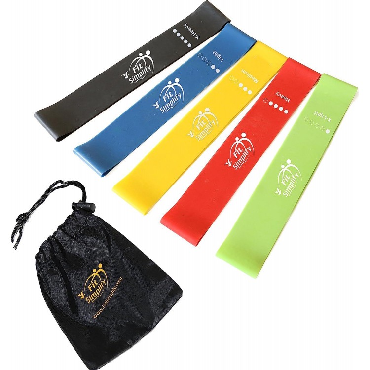 Fit Simplify Resistance Loop Exercise Bands with Instruction Guide and Carry Bag