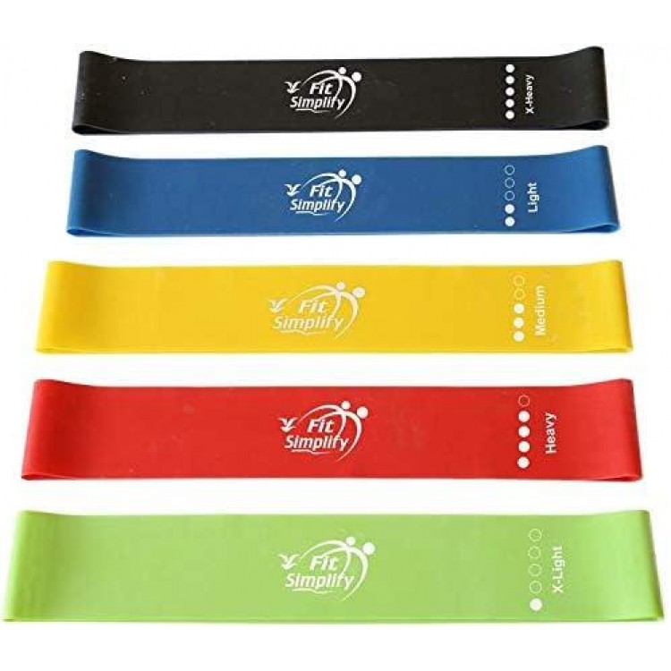 Fit Simplify Resistance Loop Exercise Bands with Instruction Guide and Carry Bag