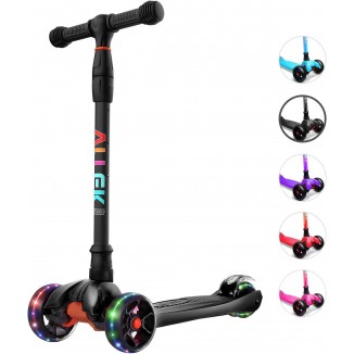 Allek Kick Scooter B02,Lean 'N Glide Scooter with Extra Wide PU Light-Up Wheels