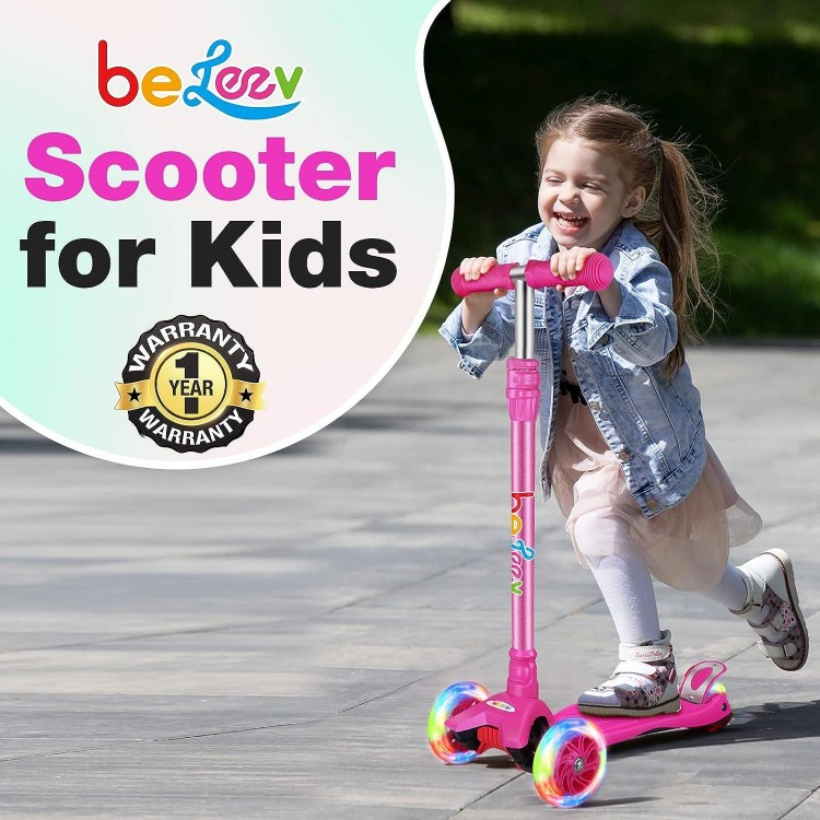 BELEEV A2 Scooters for Kids, 4 Adjustable Height, Easy to Assemble